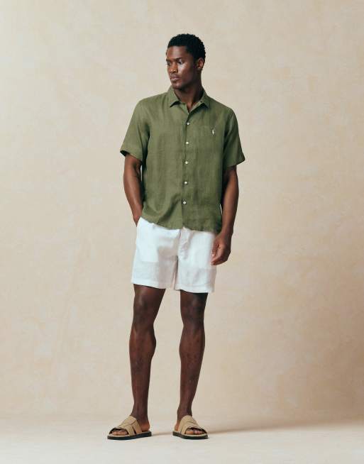 Polo Ralph Lauren - Camicia a maniche corte in lino verde bosco con logo iconico, 2 di 5