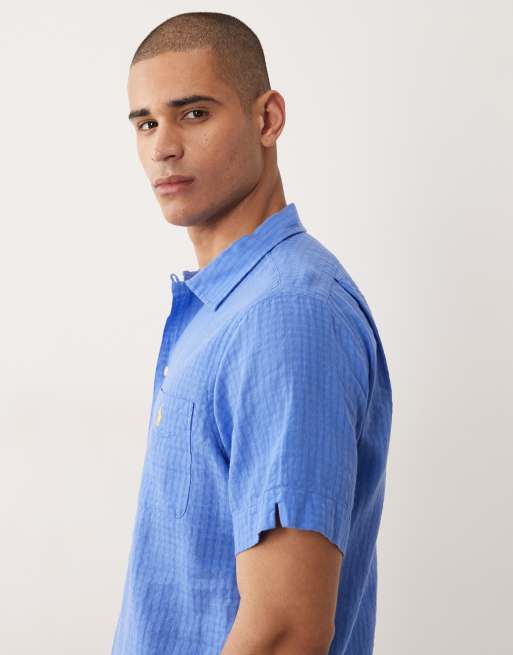 Polo Ralph Lauren - Camicia a maniche corte in seersucker blu scuro, 3 di 5