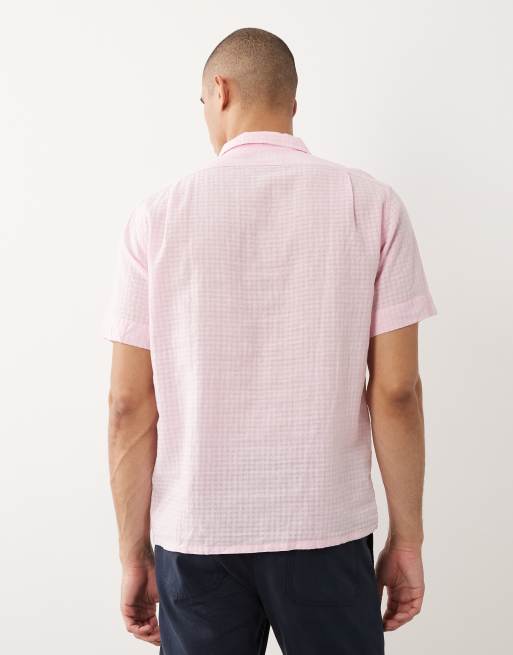 Polo Ralph Lauren - Camicia a maniche corte in seersucker lino rosa con logo, 5 di 5