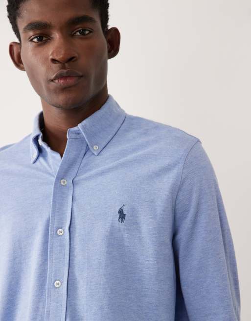 Polo Ralph Lauren - Camicia a maniche lunghe in cotone blu con logo, 5 di 5
