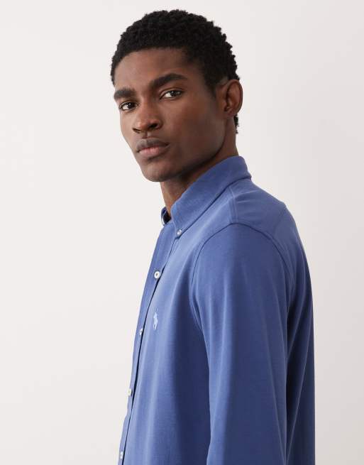 Polo Ralph Lauren - Camicia a maniche lunghe in cotone blu navy con logo iconico, 4 di 5