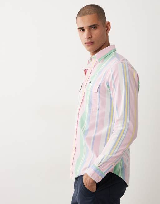 Polo Ralph Lauren - Camicia a maniche lunghe in cotone multicolore a righe con logo