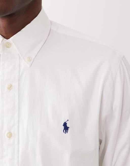 Polo Ralph Lauren - Camicia a maniche lunghe in twill di cotone bianca con logo iconico, 5 di 5