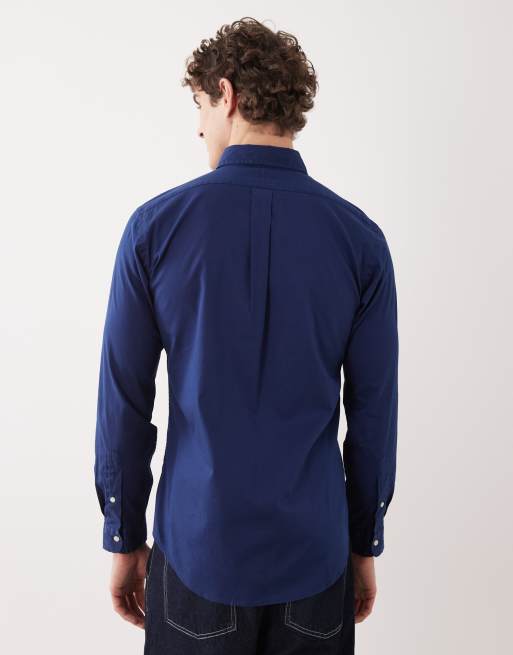 Polo Ralph Lauren - Camicia a maniche lunghe in twill di cotone blu navy con logo iconico, 3 di 5