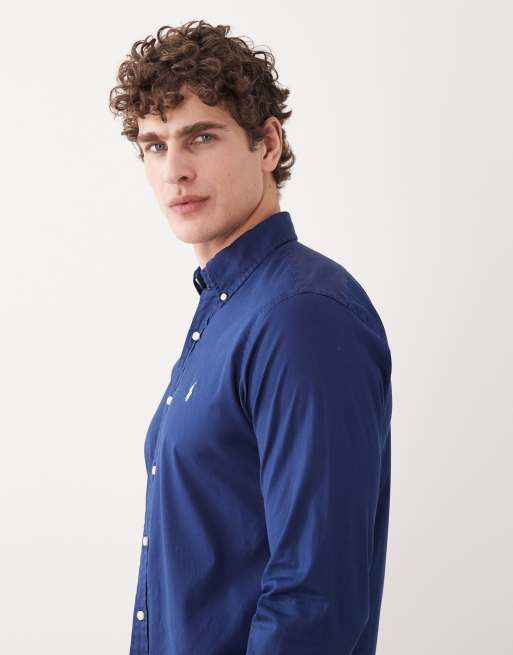 Polo Ralph Lauren - Camicia a maniche lunghe in twill di cotone blu navy con logo iconico, 4 di 5