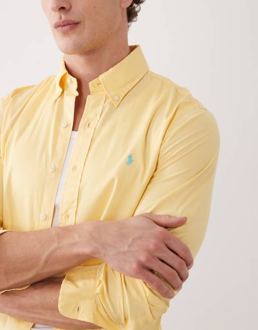 Polo Ralph Lauren - Camicia a maniche lunghe in twill di cotone gialla con logo iconico, 5 di 5