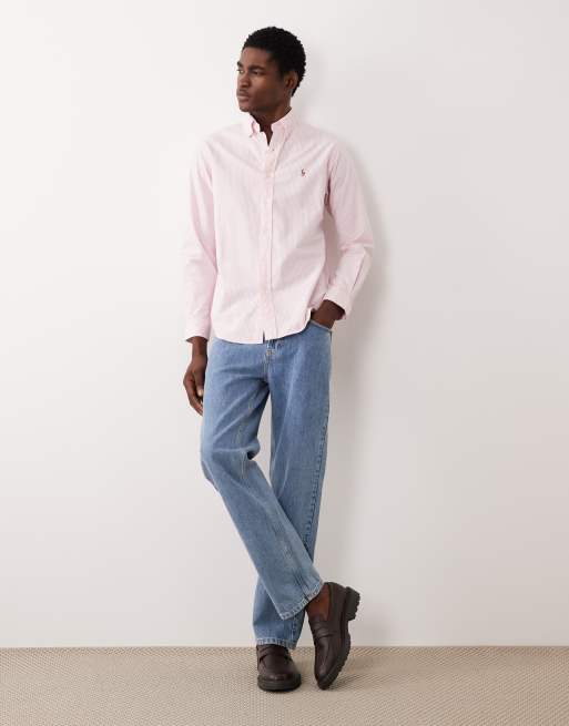 Polo Ralph Lauren - Camicia a maniche lunghe rosa a righe con logo , 2 di 5