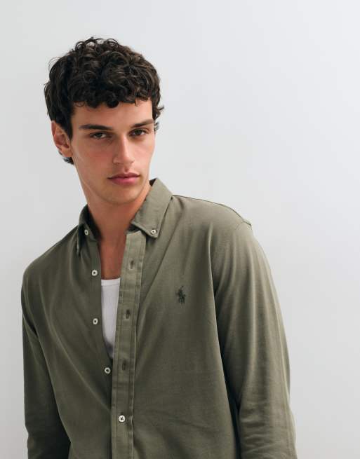 Polo Ralph Lauren - Camicia a maniche lunghe verde scuro con bottoni, 3 di 5