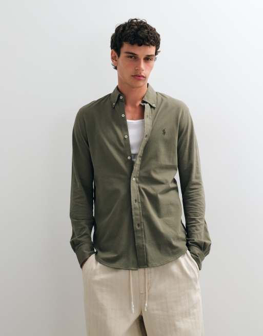 Polo Ralph Lauren - Camicia a maniche lunghe verde scuro con bottoni, 5 di 5