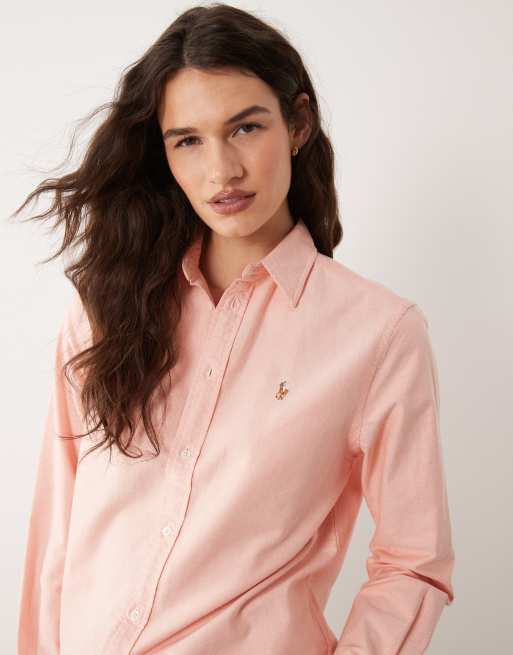 Polo Ralph Lauren - Camicia classica a maniche lunghe con bottoni color pesca, 3 di 4