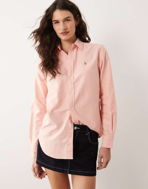 Polo Ralph Lauren - Camicia classica a maniche lunghe con bottoni color pesca, 4 di 4
