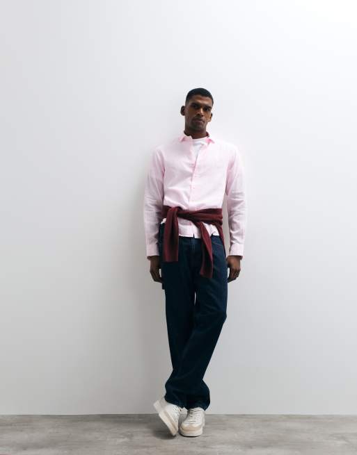 Polo Ralph Lauren - Camicia custom fit a maniche lunghe rosa a righe con bottoni, 3 di 5