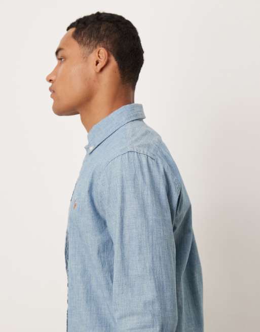 Polo Ralph Lauren - Camicia di jeans custom fit color blu medio, 4 di 5