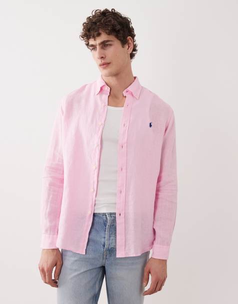 Polo Ralph Lauren - Camicia di lino a maniche lunghe rosa con logo - view 1