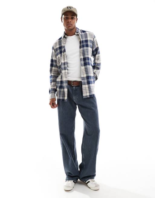 2023 Camicia Da Lavoro Da Uomo A Maniche Lunghe Flanella Camicia Da Lavoro Uomo Flanella Flanella Camicia Da Uomo Camicia Da Boscaiolo Camicia A Quadri Camicia Di Flanella Da Uomo, Blu, M