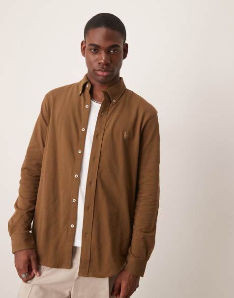 Polo Ralph Lauren - Camicia in piqué a rete marrone con logo - view 1