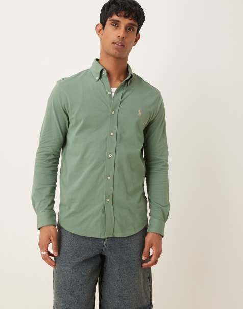 Polo Ralph Lauren - Camicia in piqué verde chiaro a rete con logo a icona - view 1