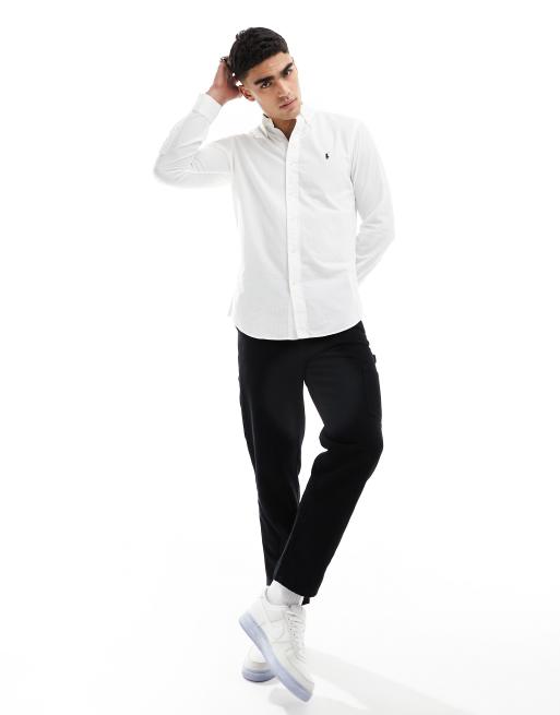 Polo Ralph Lauren - Camicia in tessuto seersucker bianca con logo, 2 di 4