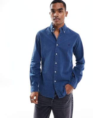 Polo Ralph Lauren - Camicia in tessuto seersucker blu indaco con logo - view 1