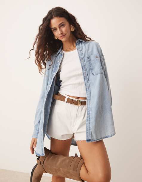 Polo Ralph Lauren - Camicia oversize in denim azzurro con fondo sceso - view 1