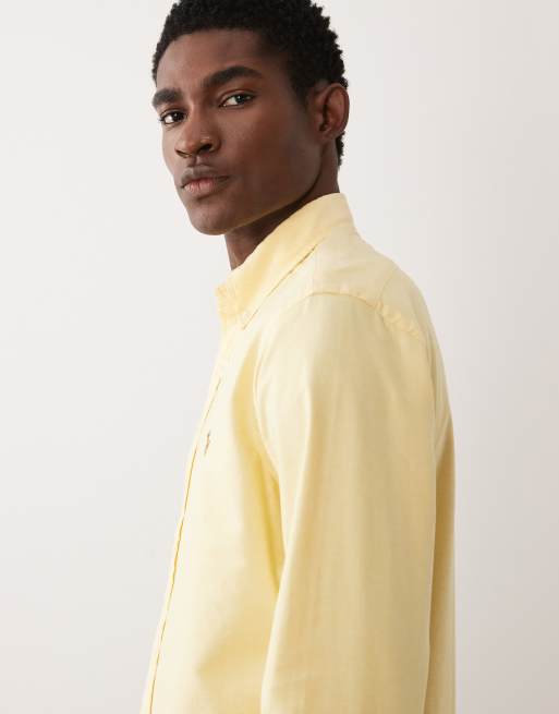 Polo Ralph Lauren - Camicia Oxford a maniche lunghe in cotone giallo con logo, 4 di 5