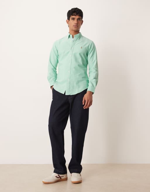 Polo Ralph Lauren - Camicia Oxford a maniche lunghe in cotone smeraldo con logo, 2 di 5