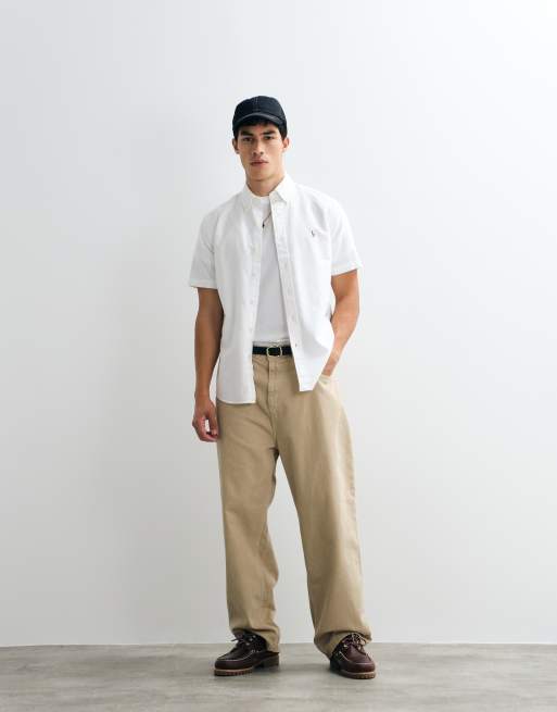 Polo Ralph Lauren camicia Oxford classica a maniche corte custom fit bianca, 4 di 5