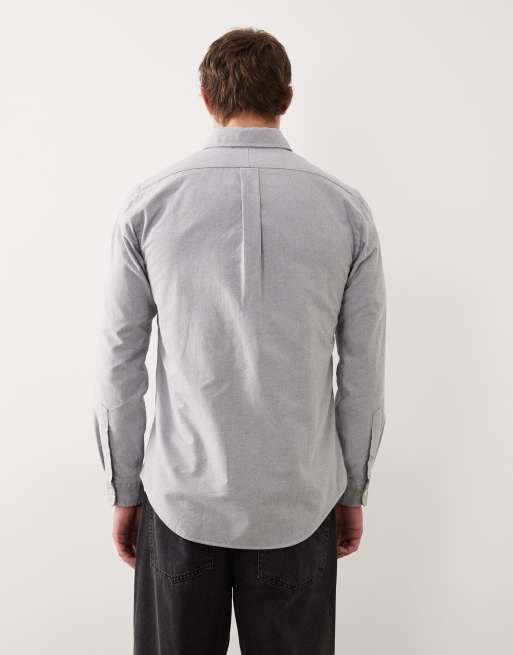 Polo Ralph Lauren - Camicia Oxford custom fit grigia con logo, 3 di 5