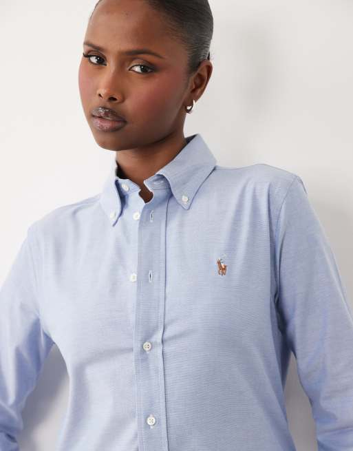Polo Ralph Lauren - Camicia Oxford slim elasticizzata a righe blu medio, 3 di 4