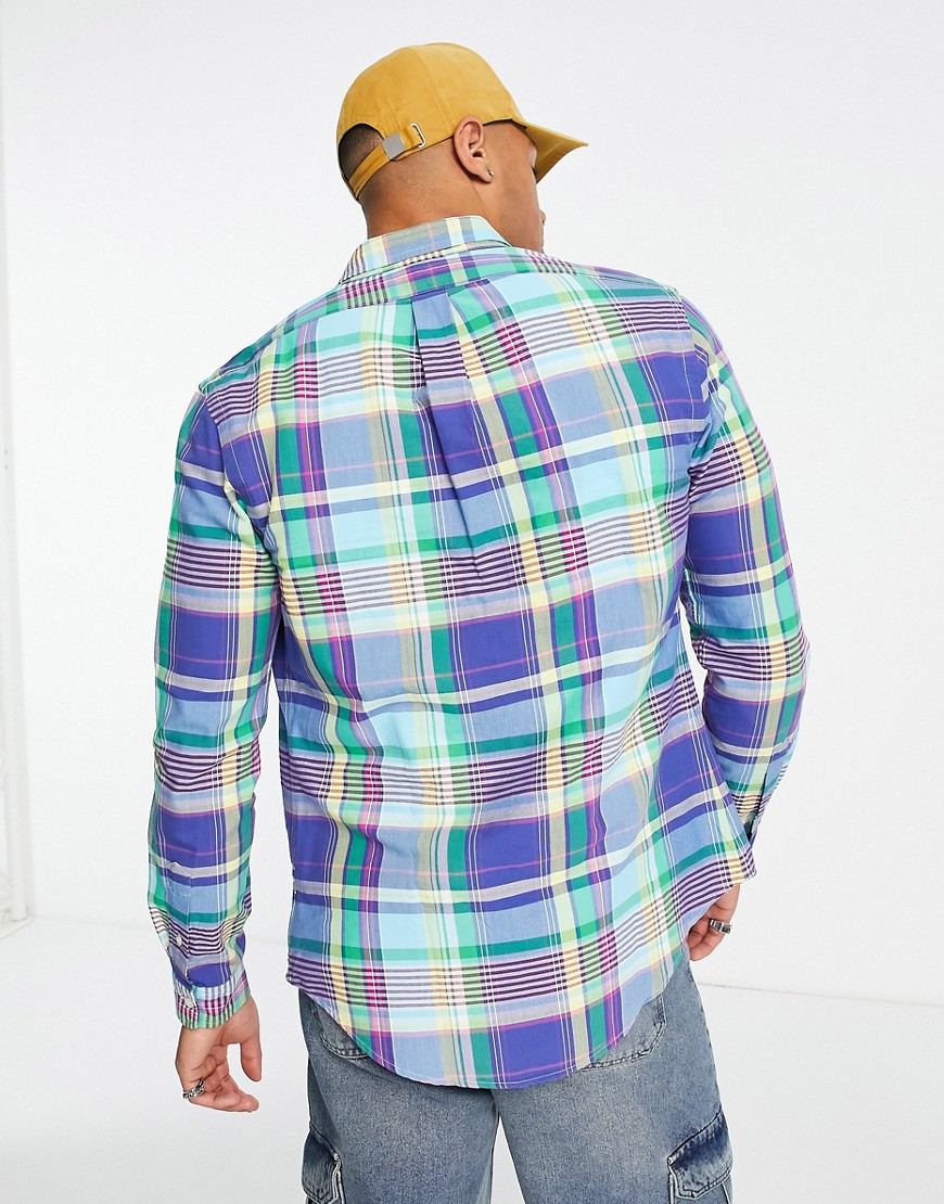 Camicia Oxford slim fit a quadri blu/verde - Polo Ralph Lauren Camicia donna  - immagine3