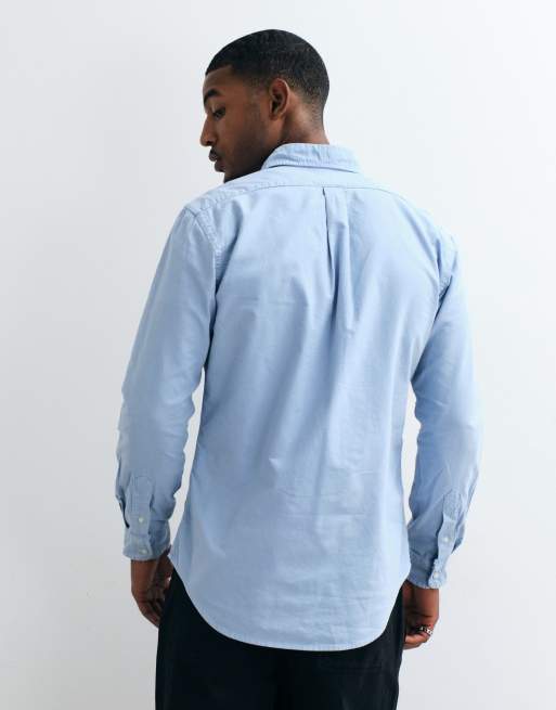 Polo Ralph Lauren camicia Oxford slim fit con logo icon e lavaggio blu, 4 di 5
