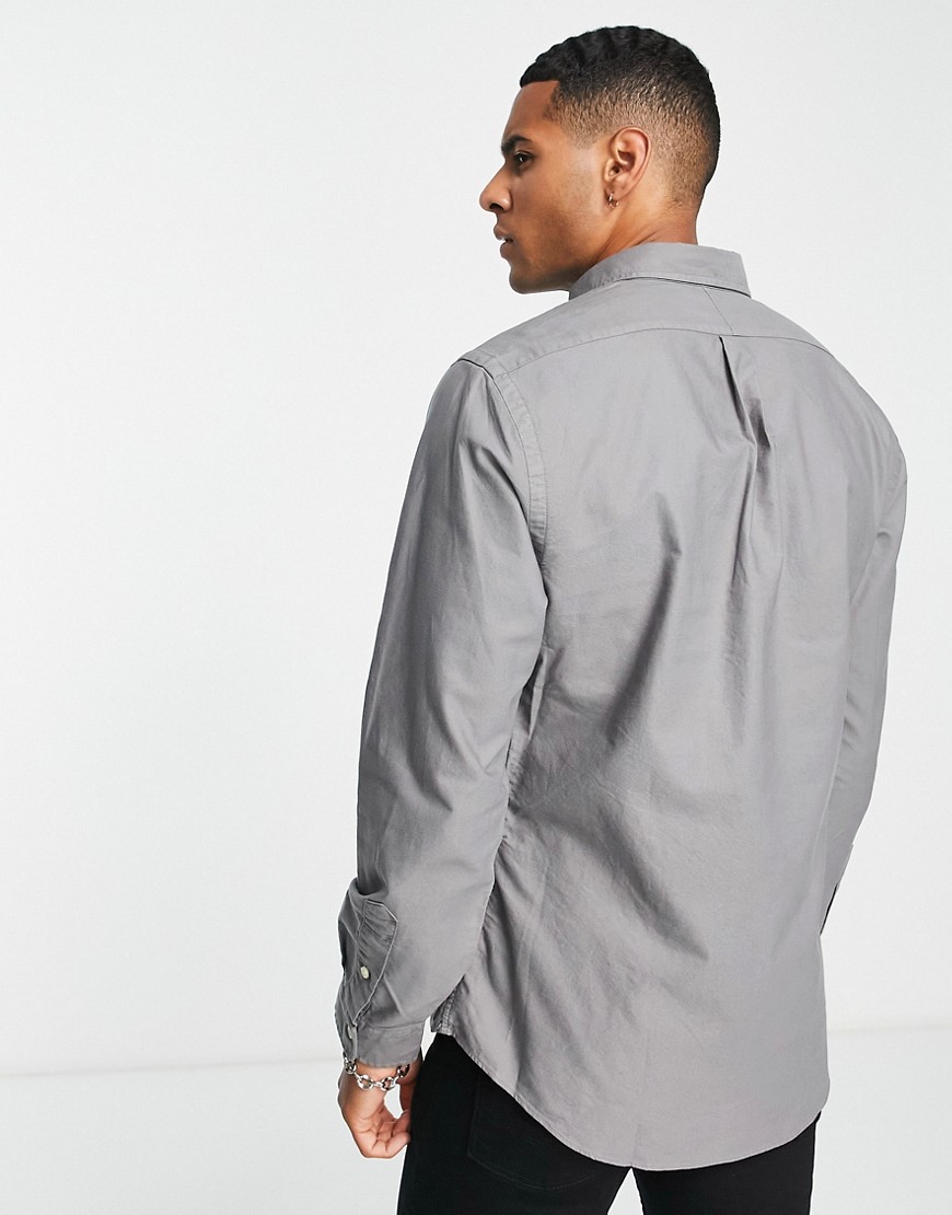 Camicia Oxford slim fit tinta in capo grigio perfetto con logo del pony - Polo Ralph Lauren Camicia donna  - immagine1