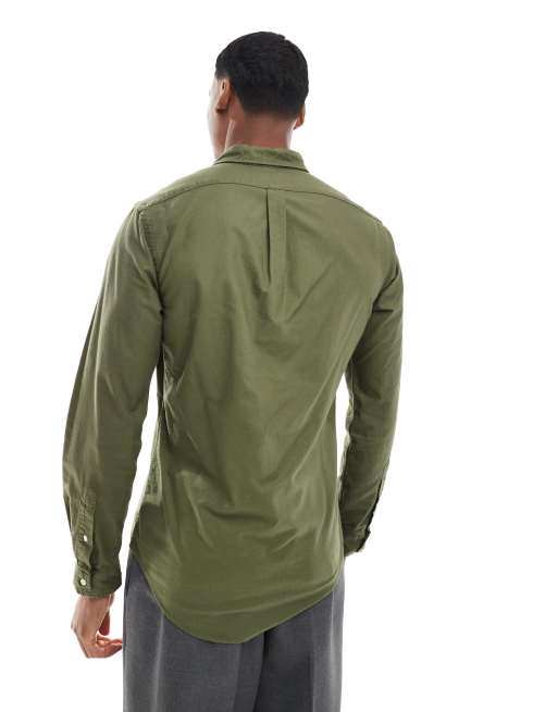 Polo Ralph Lauren - Camicia Oxford slim fit verde scuro sovratinto con logo, 4 di 4