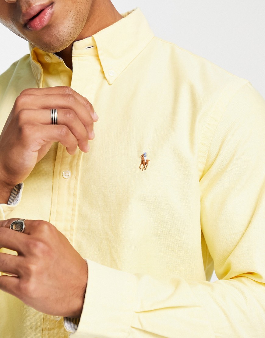 Camicia Oxford slim gialla con logo del cavallino-Giallo - Polo Ralph Lauren Camicia donna  - immagine2