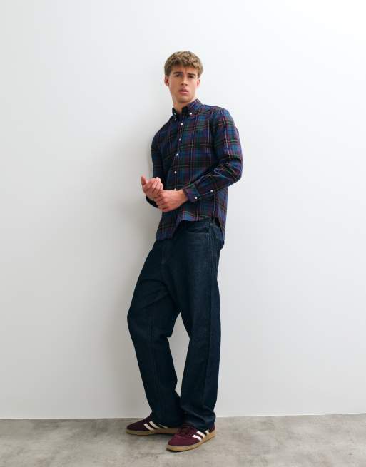 Polo Ralph Lauren camicia Oxford spazzolata custom fit con logo icon in navy e verde, 2 di 5