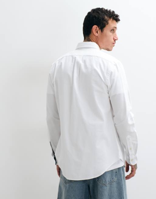 Polo Ralph Lauren camicia Oxford spazzolata Custom Fit con logo orso bianca, 5 di 5
