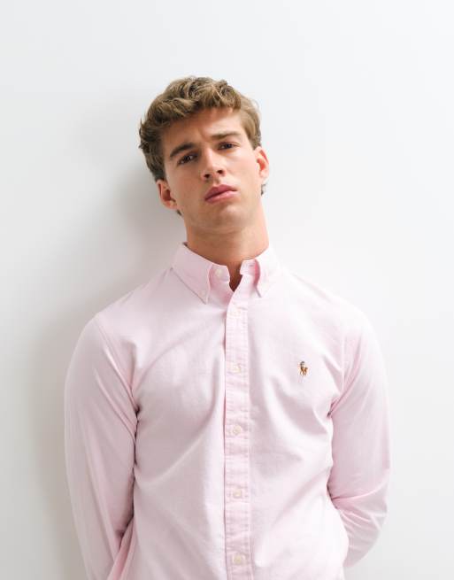 Polo Ralph Lauren camicia Oxford sport custom fit rosa chiaro, 4 di 5