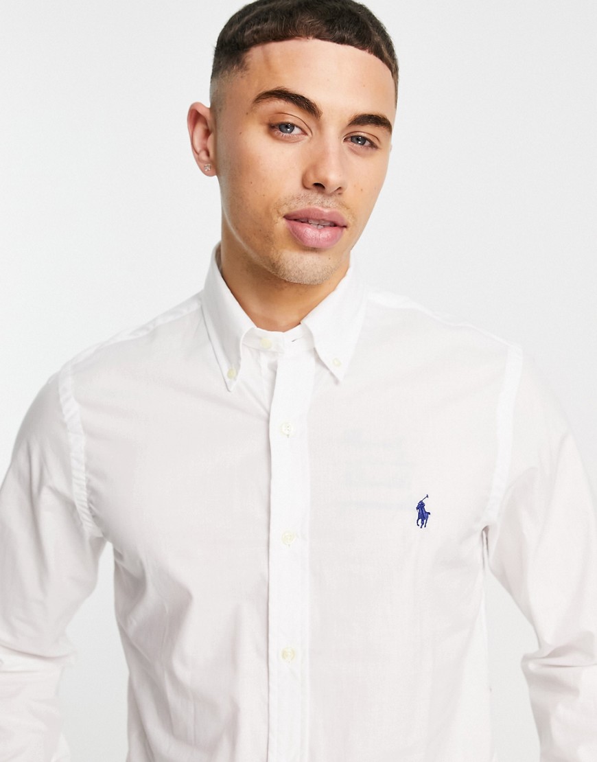 Camicia slim bianca in popeline-Bianco - Polo Ralph Lauren  uomo Bianco