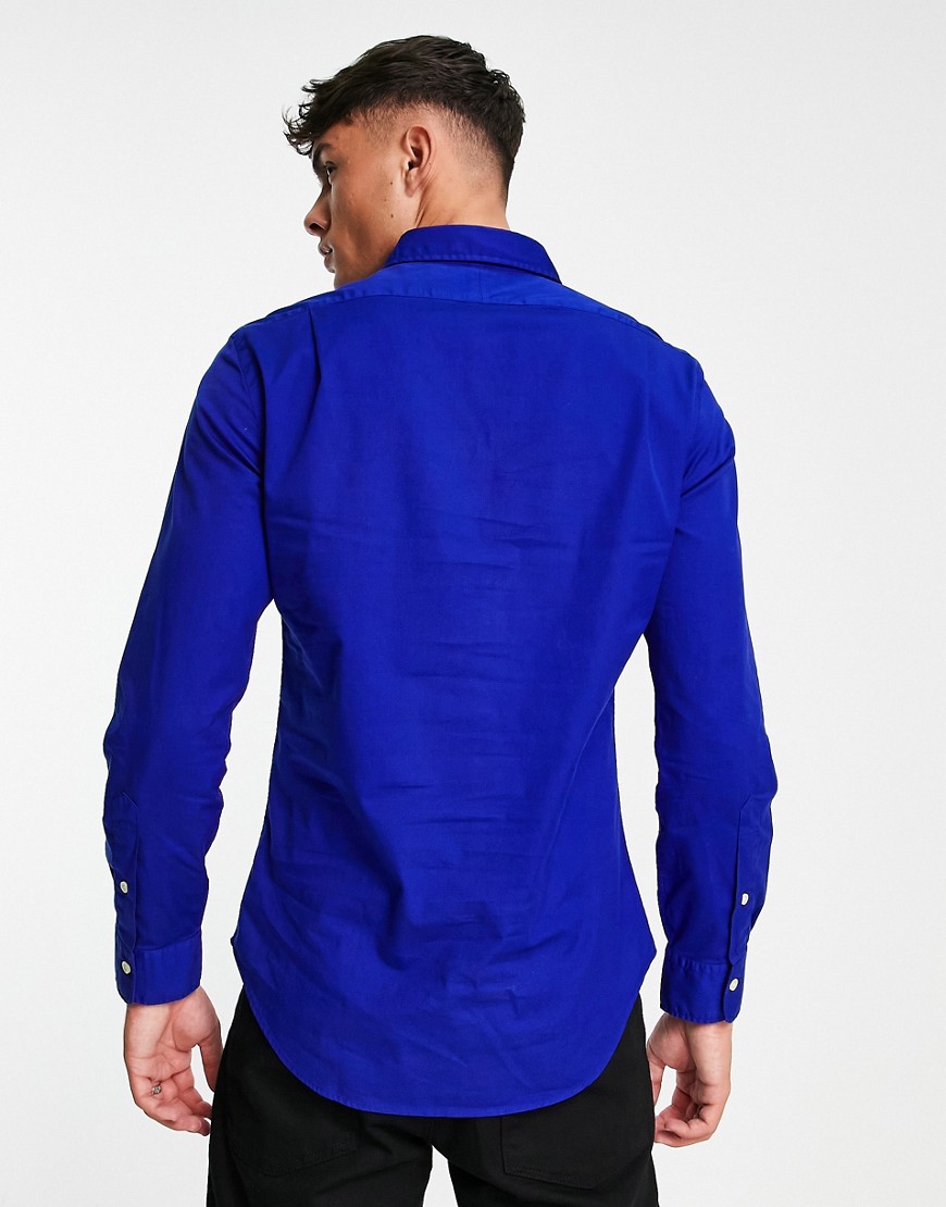 Camicia slim fit in twill blu reale modello tinto con logo tono su tono - Polo Ralph Lauren Camicia donna  - immagine2
