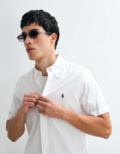 Polo Ralph Lauren - Camicia sportiva a maniche corte custom fit bianca, 3 di 5