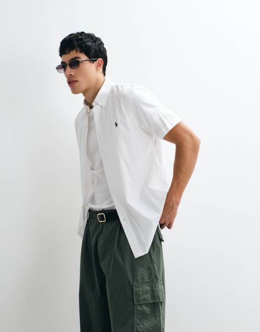 Polo Ralph Lauren - Camicia sportiva a maniche corte custom fit bianca, 5 di 5