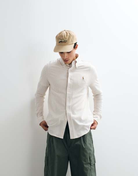 Polo Ralph Lauren - Camicia sportiva a maniche lunghe beige a righe - view 1