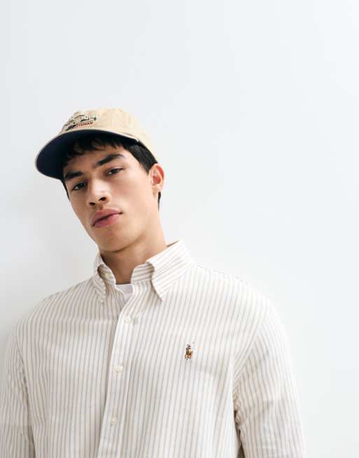 Polo Ralph Lauren - Camicia sportiva a maniche lunghe beige a righe, 2 di 5