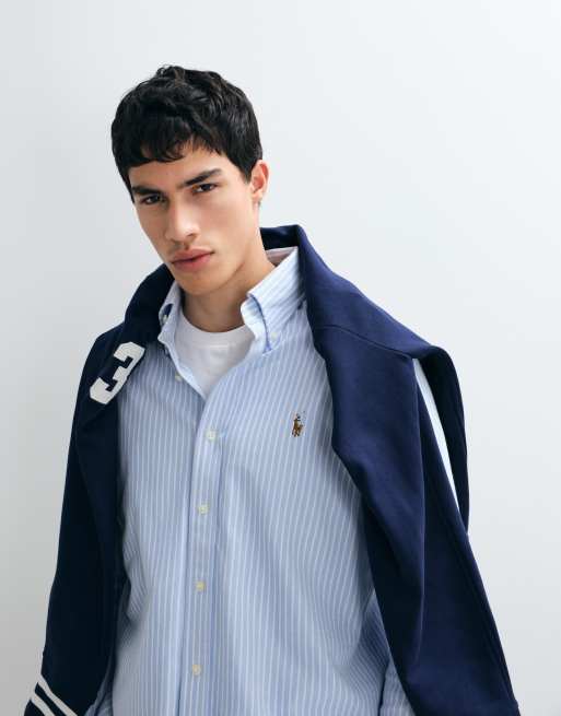 Polo Ralph Lauren - Camicia sportiva a maniche lunghe blu a righe, 4 di 5