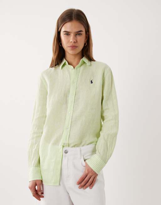 Polo Ralph Lauren - Camicia sportiva a maniche lunghe color lime
