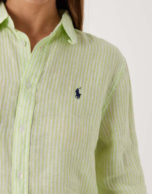 Polo Ralph Lauren - Camicia sportiva a maniche lunghe color lime, 2 di 4