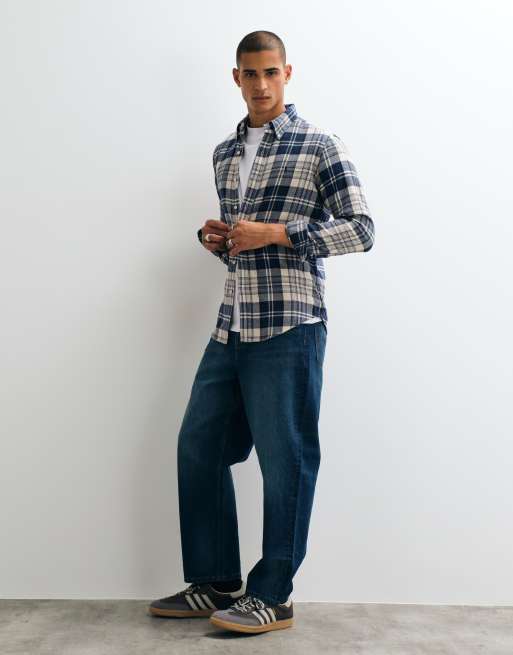 Polo Ralph Lauren camicia sportiva con logo icon e maxi quadri bianca e navy, 5 di 5