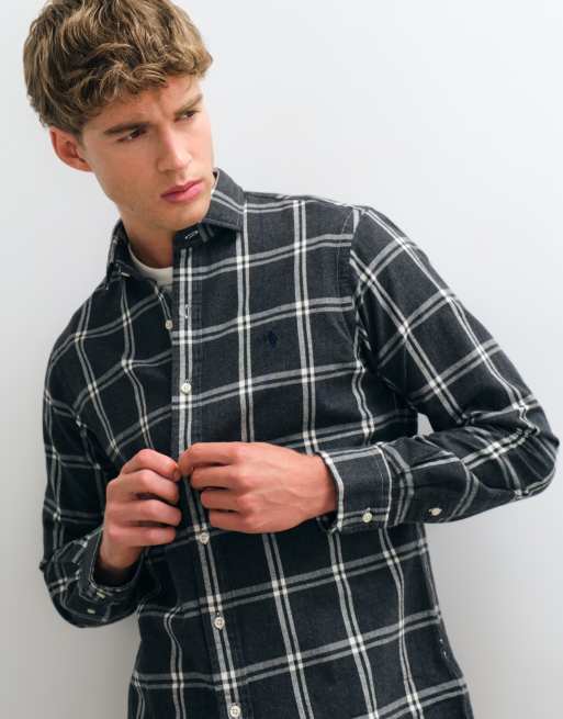 Polo Ralph Lauren camicia sportiva con logo icon e maxi quadri in grigio e navy, 2 di 5