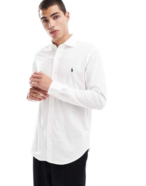 Polo Ralph Lauren - Camicia sportiva in jersey bianco con colletto e logo - view 1