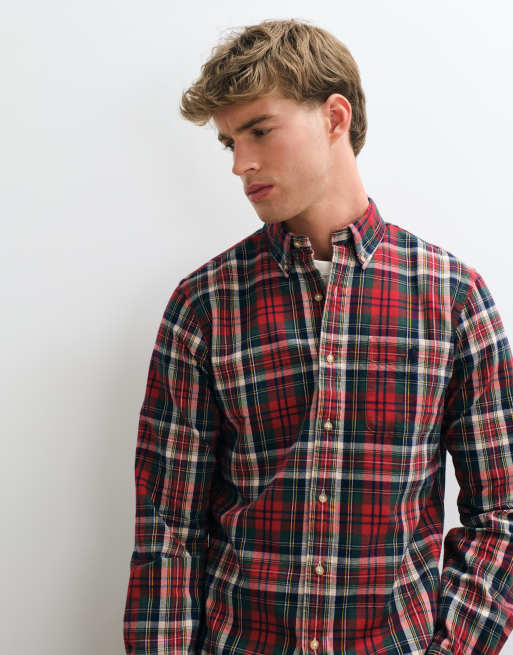 Polo Ralph Lauren camicia sportiva Oxford spazzolata rossa e verde, 2 di 5